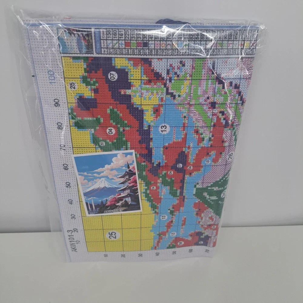 Mount Fuji Pagoda Stamped Cross Stitch Kit AKW101-3 Landscape DIY Art Craft DIY